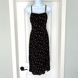 Dress Forum Dark Floral Open Tie Back Midi Dress S